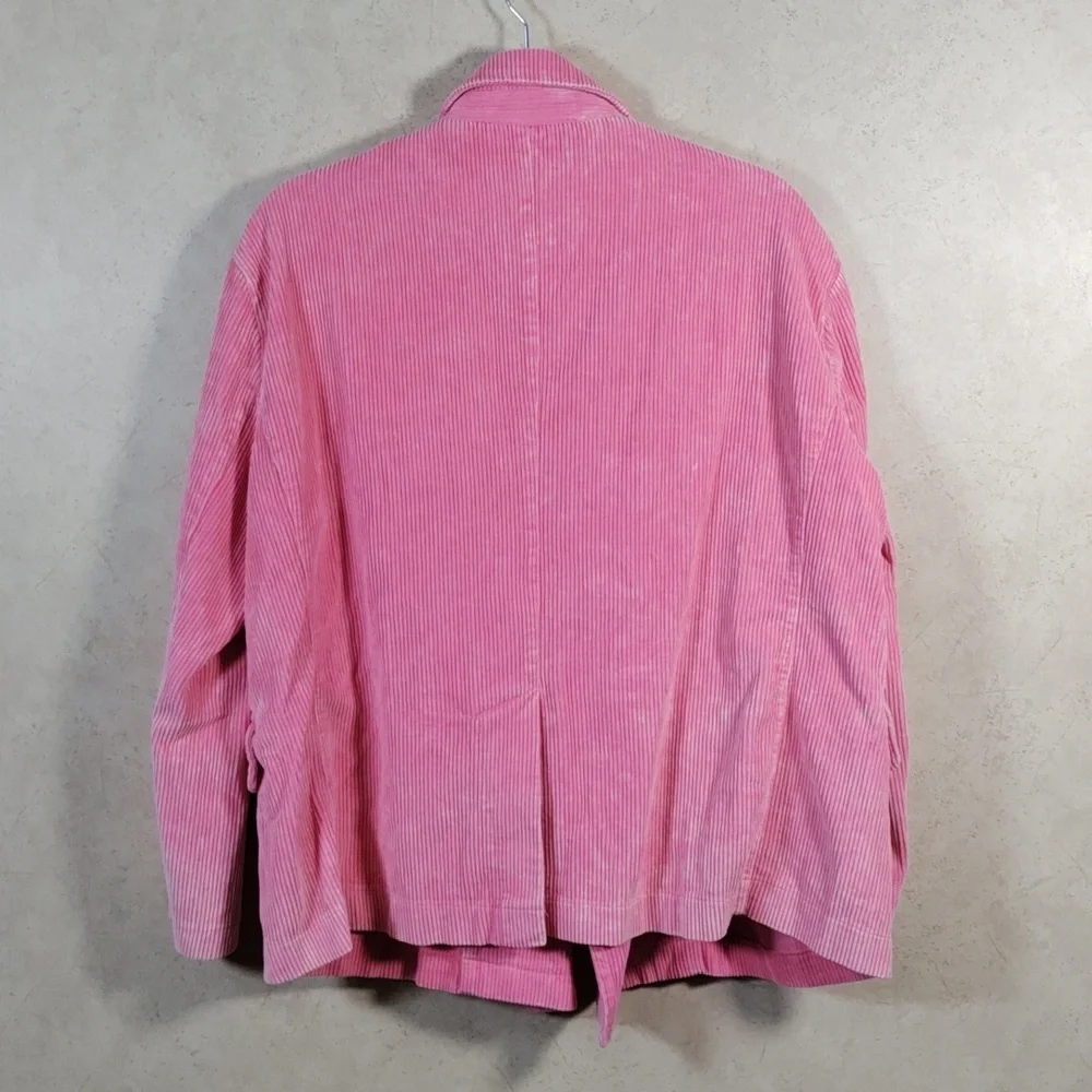H195 POL pink distressed cotton corduroy blazer style jacket M